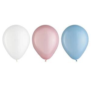 100-5” Latex Balloons, Pink, Blue & White, Gender Reveal, Baby, Birthday Party